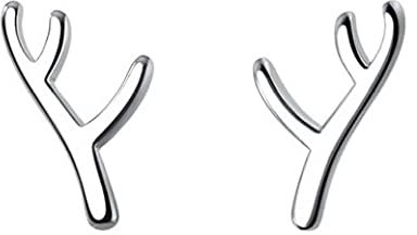 WLLDDDIU Ohrhänger Silber 925,Ohrringe Ohrstecker Geweih Ohrringe Linie Zweig Knospen Stilvolle Knorpel Hypoallergen Ohrringe Frauen Frauen Mädchen Paare