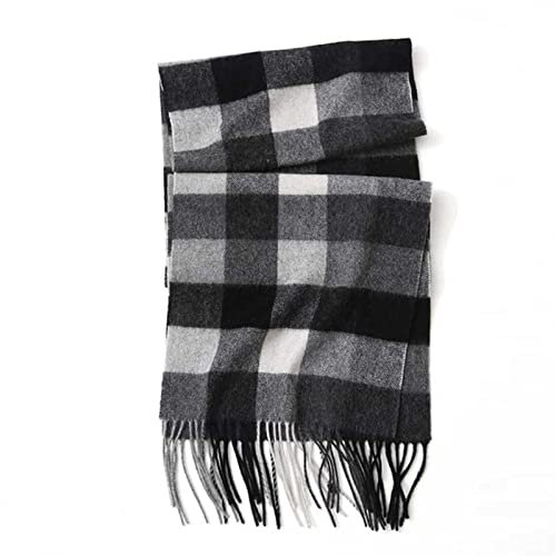 UKKO Kaschmirschal Männer Winterstreifen Feste Karierte Wollschal Warm Lang-Stripe 5