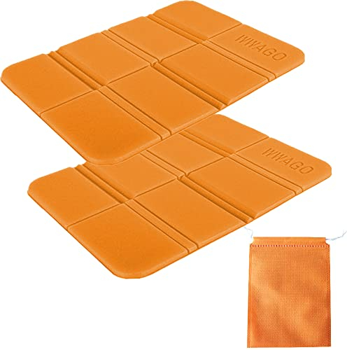 Lxoraziy 2 Stück Faltbares Sitzkissen Outdoor, Wasserdicht Sitzmatte, Wandern Thermo Sitzunterlag Outdoor, für Garten Hiking Camping Picknick Wander (Orange)