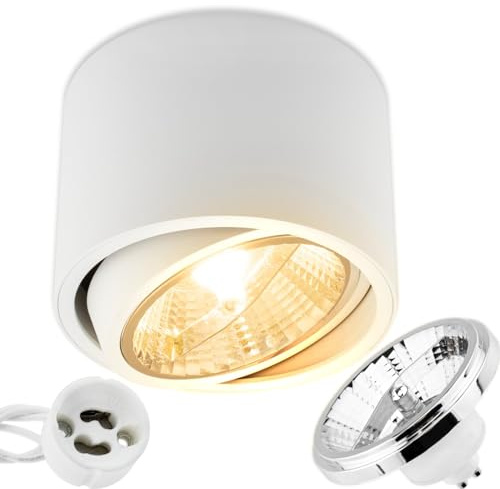 Lumiled Aufbauspot LED Aufbauleuchte Deckenspot Deckenlampe Spot Aufputz schwenkbar 15° Downlight Aluminium rund weiß inkl. LED-Leuchtmittel ES111 GU10 Fassung 15 W Warmweiß 3000K 230V 24°