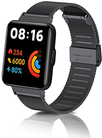 ToVioc Cinturino Compatibile con Xiaomi Redmi Watch 2 Lite, Cinturini in Acciaio Inossidabile Adatto per Xiaomi Redmi Watch 2 Lite - Nero