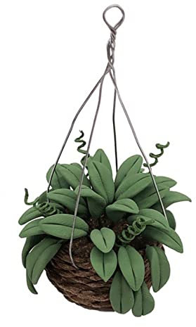Miniature Green Plants For 1/12 Ratio Dollhouse, Realistic Dolls House Green Plants Hanging Basket for 1/12 Doll House Green 1 pack