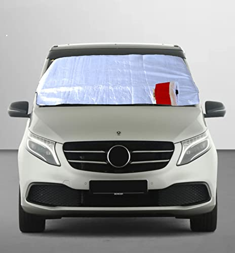 LE.Trade Scheibenabdeckung Winter XXL für SUV und Transporter. Gefrierschutz im Winter mit Luxus Eiskratzer und Sonnenschutz im Sommer, silber