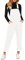 Roskiky Salopette Donna Tuta Intera Jeans Casual Stretch Denim Con Tasche, Bianco Brillante, XL