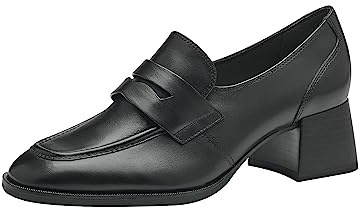 Tamaris Damen Slipper Leder Blockabsatz; Black/schwarz; 41 EU