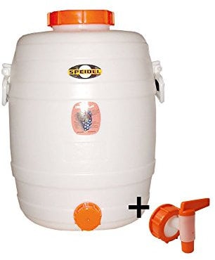 Lebensmittelechtes Getränkefass Mostfass Gärfass (30 Liter rund mit NW15 Auslaufhahn)