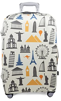 PAYMA - Elastisch Kofferhülle, Reisegepäck. Kofferschutzhülle Futter für Koffer. Spaß und originelle Designs. Beschichtung zum Schutz vor Kratzern und Flecken. Größe: Kabine (S), Farbe: Städte