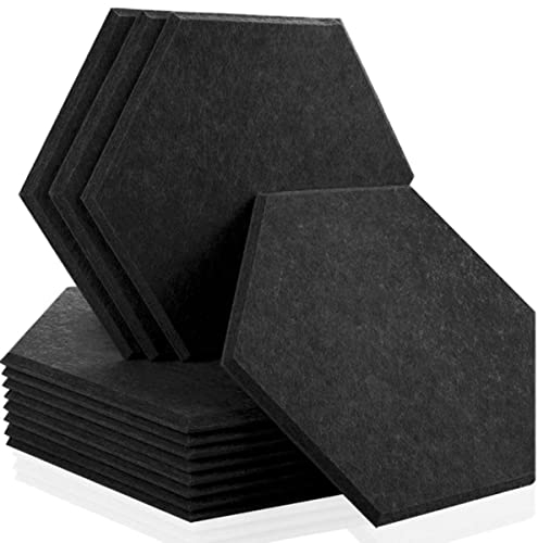 12 Stück Schallschutzfolie, schalldichte Wandaufkleber, Paneele, Dekor für Heimstudio, Türdichtungsstreifen, 32, Schwarz, 1,2 cm, hohe Dichte, kleines Sechseck