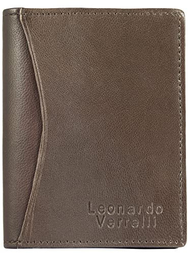 LEONARDO VERRELLI Unisex-Kartenetui Leder 9,8x7,5x1,0 cm 3020034 (Dunkelbraun)