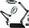 MILIEUR 10x Vergrößerungsglas mit Licht und Ständer, 2 in 1 Klemm Flex Lupe Licht, Verstellbarer Schwenkarm, 3 Farbmodi LED-Lupe Schreibtischlampe zum Lesen Handwerk Reparatur Werkbank (Schwarz)