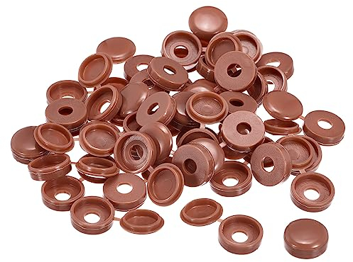 sourcing map Lot de 100 cache-vis à charnière de 6 mm en plastique pour vis M4, M5, M6, marron