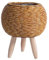 predolo Panier tissé pour Plante avec Pieds Panier jardinière Pot de Fleurs Simple Pot de Fleurs en Bois Pieds Debout pour Ferme Salon café dortoir décor, Boule Marron Clair