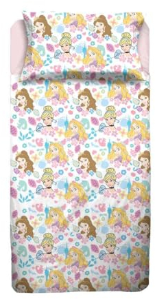 Disney Prinzessinnen-Bettwäsche-Set für Einzelbett, aus reinem Baumwollflanell, Oberlaken + Kissenbezug