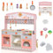 DREAMADE Cuisine Enfant, Jeu de Barbecue Pliable 2 en 1 avec Spatule, Marmite, Ingrédients, Espace de Rangement, Cadeau Éducatif pour Garçons et Filles
