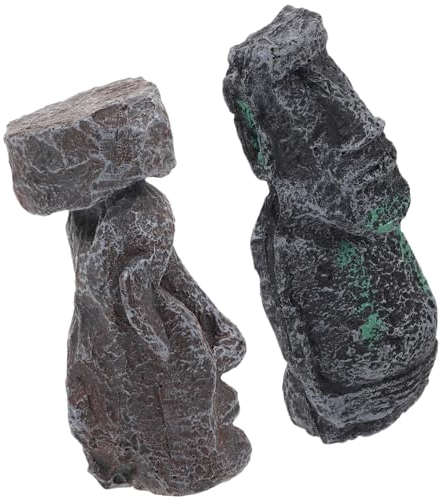 Zerodeko 2St Statue der Osterinsel Moai-Skulptur der Osterinsel Moai-Kopfstatue deko scheibengardinen Harz schöne Figuren schöne Einrichtung Wagen Bonsai Sandkasten schmücken Zubehör