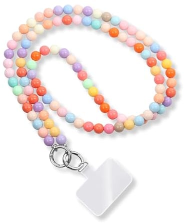 GD GOOD.designs Handykette mit bunten Perlen (pastell) - Universal Umhängeband inkl. Patch für jede Handy-Hülle | Handyband zum Umhängen (Länge 130cm)