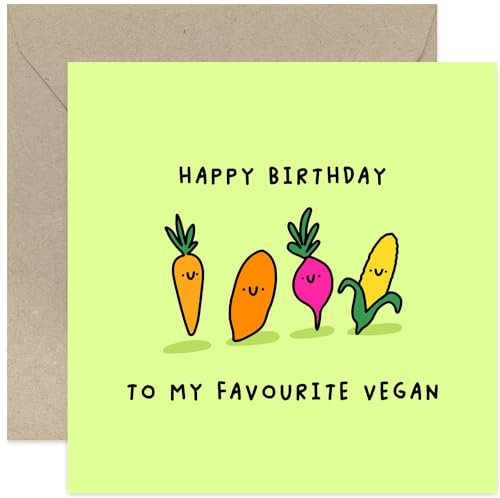 Old English Co. Lustige Geburtstagskarte für vegane Freunde – Mein Favorite Vegan Geburtstagskarte für Frauen und Männer – lustige humorvolle Geburtstagskarte für Schwester, Bestie, Arbeitskollegin,