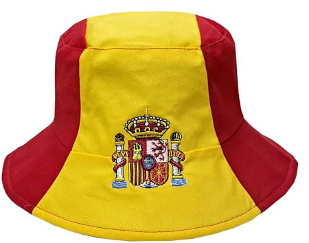 Tiendas LGP - Gorro Pescador Bandera de España y Escudo Bordado, Talla única, para Adultos, Unisex.