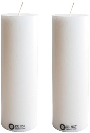 Kunstindustrien® Stumpenkerzen weiß 2er-Set, Handgefertigt in Europa, Vegan – 100% Upcycled Olivenwachs, Kerzen lange Brenndauer 49 Std., Unparfümierte Altarkerzen (2 Stk., Ø 6 cm x H 18 cm, Weiß)
