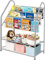 Großes Kinder Bücherregal, Kinderregal mit 3 Ablagen, Spielzeugregal, Aufbewahrungsregal für Kinder, Kinderzimmerregal, Kinderregal für Buchaufbewahrung, Standregal für Kinderzimmer Spielzimmer, Gray