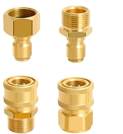 lcyen 4 x M22-15mm to 3/8 Quick Release Swivel Fittings, Pressure Washer Adapter Set, 3/8 Quick Connect Pressure Washer, Pressure Washer Hose Pipe Fittings Accessories