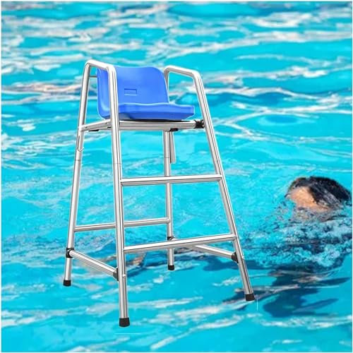 AviiSo Escalera para Piscina Exterior Sillas Altas de Salvavidas para Piscinas caseras, Muelle de Playa, Silla de árbitro de Acero Inoxidable, Taburete de Escalera de Playa(120cm/47.2in/3.9ft Tall)