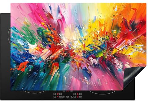 KitchenYeah© Protezione Piano Induzione 80x52 cm Cucina Copri Fornelli Proteggi di Cottura Antiscivolo Tappetino Colori - Arte - Graffiti
