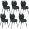 WAFTING Esszimmerstühle 6er Set, Gepolsterter Stuhl mit Hohe Rückenlehne aus Stoff und Schwarz Lackierte Metallfüße, für Esszimmer, Schlafzimmer und Empfang, Helles Schwarz