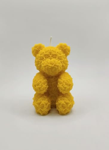 Rose Bear Candle, Bear rose, Valentine gift, Love gifts, Teddy bear, Love candles, Handmade candle,Soy wax, Luxury candles, Christmas candle (Yellow)