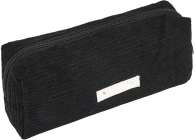 Federmäppchen Mädchen Mäppchen Organizer mit Reißverschluss Cord-Stoff Federtasche Schwarz Federmappe Jungen Stiftemäppchen Schulsachen Pencil Case Aesthetic Mäppchen Teenager Stiftetasche (Schwarz)