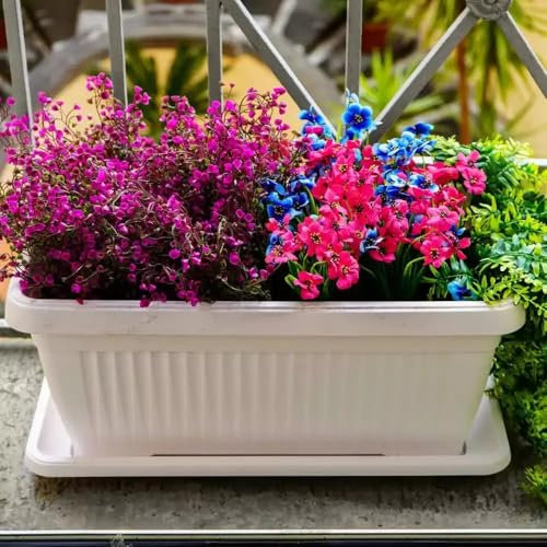 REPLOOD Fioriera Vaso Gaia Rettangolare 60x32 cm 30 Lt Colore Grigio o Terracotta o Bianco con Sottovaso (Bianco)
