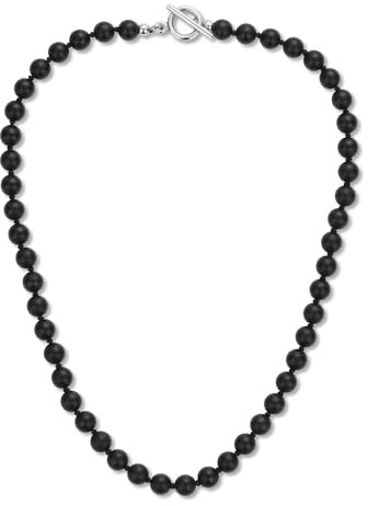 GAVU Handgefertigte schwarzen Halskette für Herren mit matten Onyx-Perlen Männer Edelstein Kette 60cm