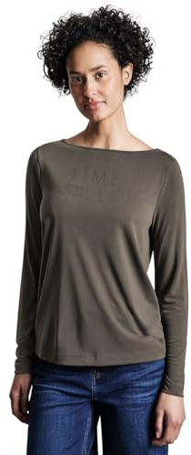 Street One Damen A322600 Silk-Look Shirt mit Wording