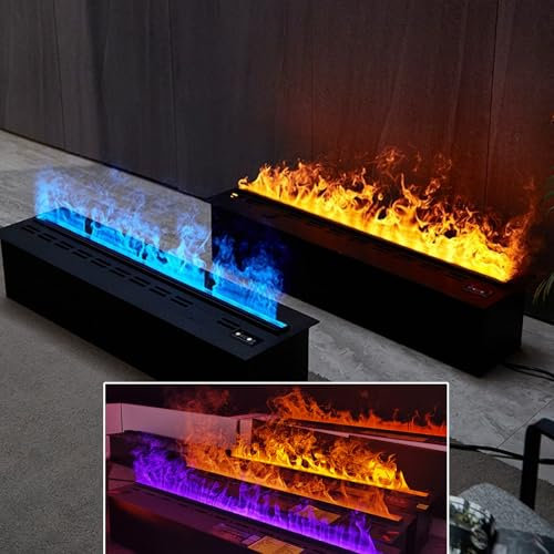 Chimenea de Vapor de Agua 3D, Chimenea de Vapor con Luces de Ambiente de 7 Colores, Control Táctil/remoto, Inserto de Chimenea Eléctrica, Gran Decoración para El Hogar, La Oficina, El Hotel, 180cm