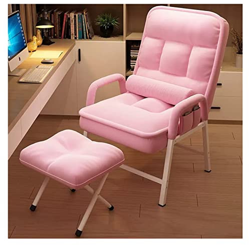 Generisch Lazy Sofa Bed, Velvet Lounge Freizeitstuhl für Wohnzimmer Bequemer Liegesessel mit 6-Fach Verstellbarer Rückenlehne Pink