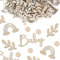 qingmeng Babyparty Deko Konfetti Holz | 100 Stück Baby Shower Deko Junge Mädchen | Gender Reveal Party | Baby Tischdeko Servietten | Oh Baby Party Dekoration Neutral Servietten Baby Taufe Hello Baby