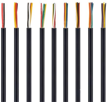 Cavo audio for altoparlanti da 5 m, conduttore 2/3/4/5/6/7/8, cavo elettrico flessibile multipolare rotondo for auto da 12 V for luci(4 Core-Black,26 AWG)
