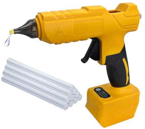 100W Hot Glue Gun Cordless,Compatible with Dewalt 20V Battery,with 10pcs Glue Sticks,15S Heating Fast,Great for Repair Crafts DIY (No Battery)
