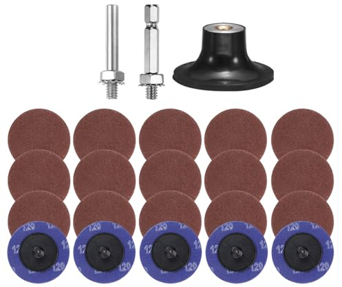 QUARKZMAN 23-teiliges Quick Change Discs Set 2 Roll Lock Schleifscheiben mit 1/4 Schaft Pad Halter 120 Körnung Oberflächenkonditionierungsscheibe für Polieren Rostentfernung