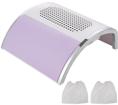 Purple Nail Vacuum Cleaner With 2 Fans, Dust Extraction Table Suction System, Dual Dust Pockets, Professional Manicure Device For Personal And Salon Use