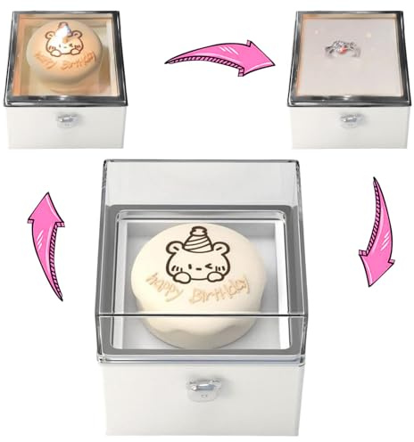 Generisch Bear Cake Ring Box, Überraschungs - -Geschenkbox, Kerze kann beleuchtet sein, ein Paar Geständnis, Vorschlagsrequisiten, rotierende Ringbox, für das Geständnis der Liebhaber