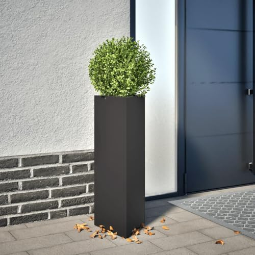 INLIFE Jardinière Noir Triangulaire 30x26x75 cm Acier