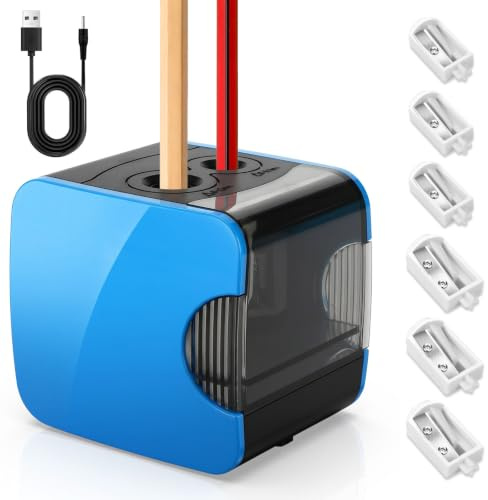 Pavlleen Taille-crayon électrique pour enfants, double trou | batterie et USB, deux modes