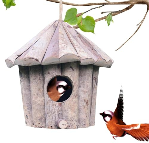 Fyrdyn Kolibri-Haus | mit Dach Nisthaus aus Holz | Garten Vogel Nistkasten für Fenster | für Zaunkönig Spatz Rotkehlchen Sittich Bluebird Outdoor Fenster Baum Winter Frauen Liebhaber