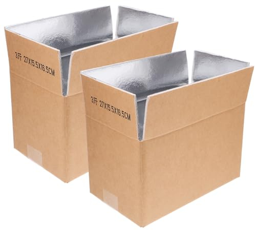 AMUSLESUR Aluminiumfolien Isolierte Kühlboxen 2 Stück 27X15,5X16,5cm Wiederverwendbare Versandboxen für Frische Tiefkühlprodukte und Lebensmitteltransport