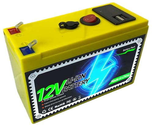 JHKJ 12V 4Ah 6Ah 8Ah 10Ah Outdoor Portable Lithium Battery 12V Power Bank for Boats/Solar panels/Campervans with Charger and Connection Cable,12V6Ah