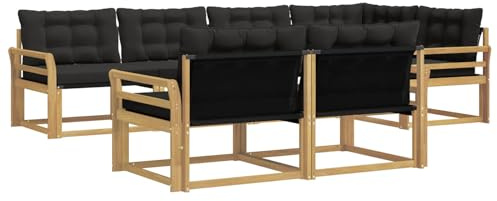 vidaXL Outdoor-Sofagarnitur mit Kissen 7 pcs Weiß und Schwarz, Garten-Sofa, modernes Outdoor-Möbel, strapazierfähige Lounge, Sitzgruppe für Terrasse und Komfort