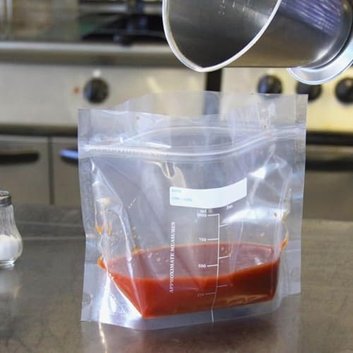 Tip N Zip Liquid Storage Bags 8 Pack | Self Standing Resealable Freezer Bags for Soups, Sauces, Stocks & Leftovers | Leak Resistant Food Storage Pouches for Freezing & Defrosting (Pack of 40)