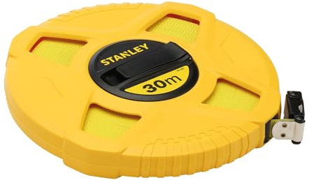 Stanley Kapselbandmass Fiberglas (30 m Länge, ABS-Kunststoffgehäuse, klappbare Kurbel, Band beschichtet) 0-34-297