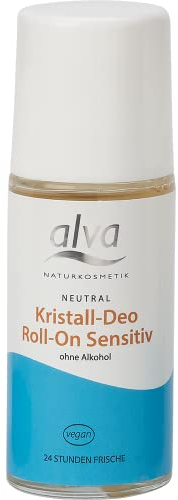 alva Naturkosmetik Kristall Deo Roll-on Sensitiv 50 ml - Natürliches Deodorant mit Bio Aloe Vera – 24 Stunden Schutz – Vegan, natürlich, ohne Alkohol & Parabene – Sanft, für empfindliche Haut